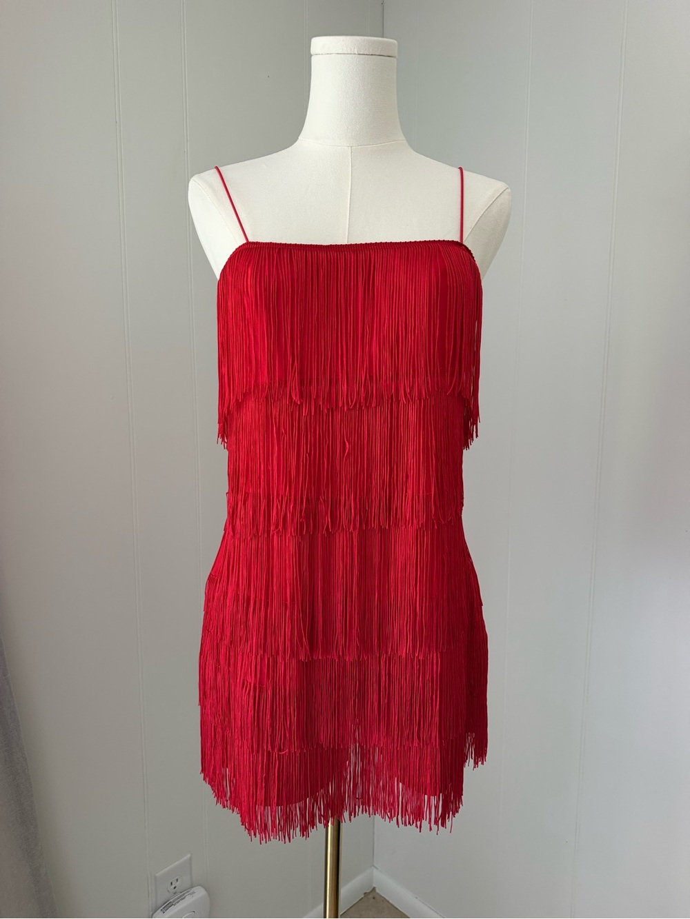 BRAND NEW WITH TAGS Sincerely Jules Red Fringe Slip Mini Dress